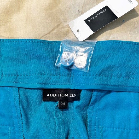 NEW PHOTOS! CAPRIS, STRETCH LINEN, CARIBE BLUE, SIZE 24, FRONT ZIPPER, POCKETS, - Picture 12 of 16